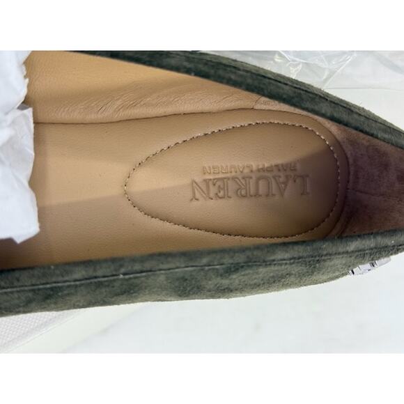 LAUREN Ralph Lauren Jayna Suede Flat Ballet Pumps Dark Olive Womens Size 7.5 B - Picture 10 of 12